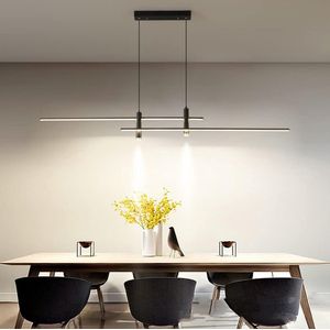 Moderne Zwarte Hanglamp met Dimbare LED Verlichting voor Eetkamer en Woonkamer
