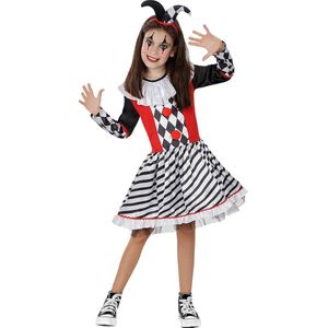 Funidelia | Harlekijn kostuum voor meisjes  Clowns, Circus, Originele en Leuke - Kostuum voor kinderen Accessoire verkleedkleding en rekwisieten voor Halloween, carnaval & feesten - Maat 135 - 152 cm - Zwart