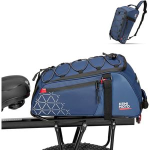 2-in-1 bagagedragertas, 8 liter & waterdichte fietstassen voor bagagedrager, meerdere vakken, met draaggreep en schouderriem, fietstassen achter, blauw