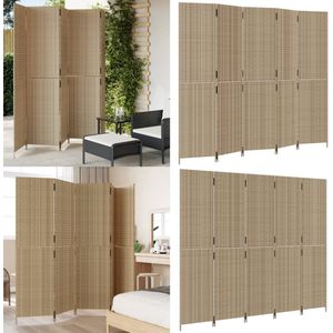 vidaXL Kamerscherm 5 panelen poly rattan beige - Kamerscherm - Kamerschermen - Privacy Scherm - Privacyscherm