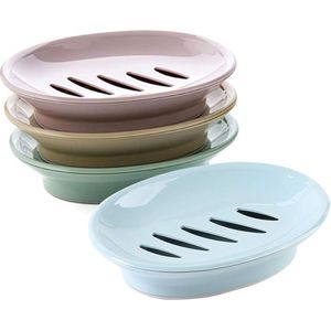 4 stuks verwijderbare plastic zeepafdruiprek zeepdispenser container voor badkamer (roze, blauw, groen, kaki)