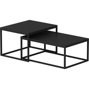 In And OutdoorMatch Salontafel Kallie - Set van 2 - Zwart Mat - Spaanplaat en Metaal - Stijlvol Design