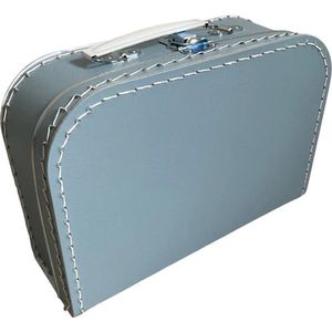 Koffertje Grijsblauw 25 cm karton. Klassiek model kinderkoffertje. Kraamcadeau, logeerkoffer, kinderkoffertje, geboortecadeau