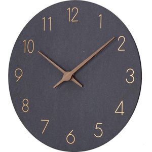 Houten 30 cm Stille Wandklokken voor Home Decor Woonkamer Keuken Groot Aantal Moderne Klok (12 inch, Zwart)