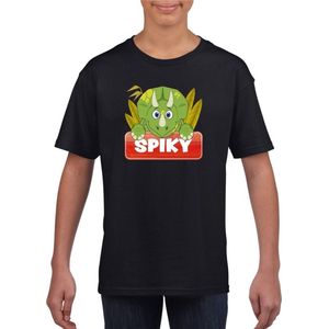 Spiky de dinosaurus t-shirt zwart voor kinderen - unisex - dino shirt - kinderkleding / kleding 122/128