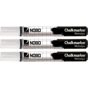 Vloeibare krijtstiften Nobo Wit (3 Stuks)