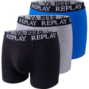 Replay - Heren Onderbroeken 3-Pack Basic Boxers - Blauw - Maat M