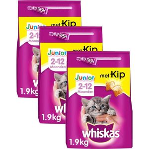Whiskas Brokjes Junior - Kip - Kattenvoer - 3 x 1.9 kg