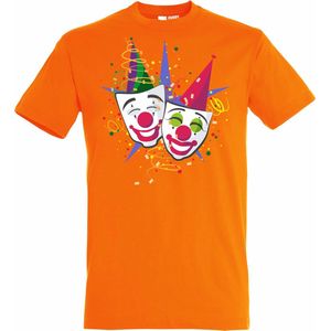 T-shirt kinderen Carnaval Masker | Carnaval | Carnavalskleding Kinderen Baby | Oranje | maat 104