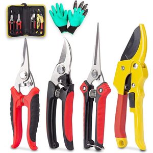 4 Packs Tuin Snoeischaar Cutter Clippers - Roestvrij Staal Scherpe Snoeischaar - Professionele Bypass Snoeien Handgereedschap
