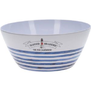 La Côte gestreepte saladeschaal blauw wit Ø25 cm 11 cm hoog, inhoud 3500 ml: Seafood Brasserie