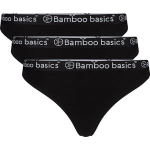 Comfortabel & Zijdezacht Bamboo Basics Emma - Bamboe Strings (Multipack 3 stuks) Dames - Onderbroek - Ondergoed - Zwart - XXL