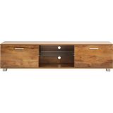 TV meubel - dressoir - led verlichting - 140 cm breed - bruin houtstructuur