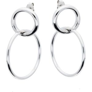 Lovenotes oorhangers - zilver gerodineerd - 2 cirkels - 42 mm