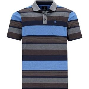 Hajo - Poloshirt Premium - heren- blauw gestreept - maat 3XL