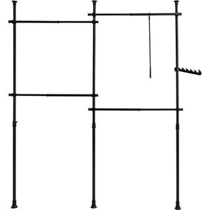 Simpletrade Kledingrek - Wandrek - 4 stangen - Verstelbaar - Kunststof connectoren