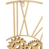 J-Line Rond Romeinse Cijfers Tandwielen klok - metaal - goud - Ø 80 cm - woonaccessoires