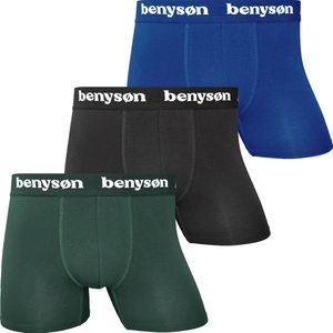 Boxershort Heren | 3 PACK | Bamboe | Maat L | Blauw, Groen & Zwart | Ondergoed Heren | Onderbroek Heren | Bamboe Boxershorts voor Mannen