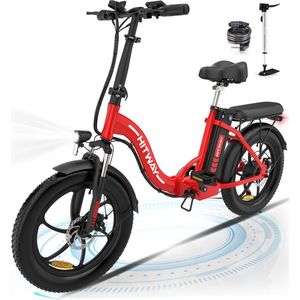 Hitway BK6 Elektrische Fiets | Opvouwbare E-bike | 20 Inch Fat Tire | 250W Motor | 11.2Ah | Rood