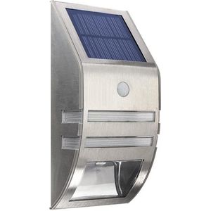 Solar LED Buitenlamp - Warm wit - 50 Lumen - Schemer + bewegingssensor - Zilver