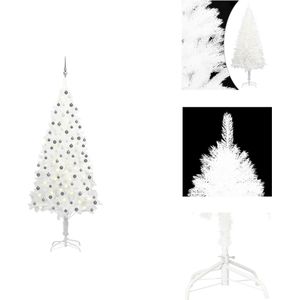 vidaXL Kunstkerstboom - PE takken - 210 cm - LED-verlichting - Inclusief kerstballen - Decoratieve kerstboom