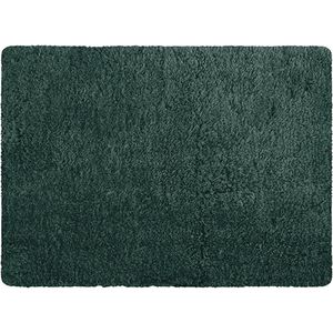 MSV Badkamerkleedje/badmat tapijt - voor de vloer - donkergroen - 50 x 70 cm - Microfibre - langharig