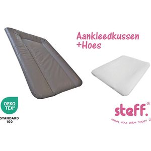 Steff - set - aankleedkussen - bruin taupe - 50x70 cm + aankleedkussenhoes wit - OEKO-Tex standard 100