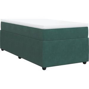 vidaXL - Boxspring - met - matras - fluweel - donkergroen - 100x200 - cm