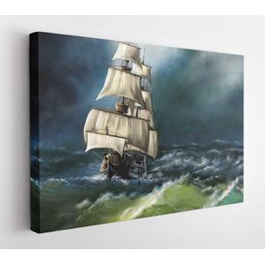 Old ship in the sea. Digital oil paintings landscape. Fine art - Modern Art Canvas - Horizontal - 1404730904 - 80*60 Horizontal