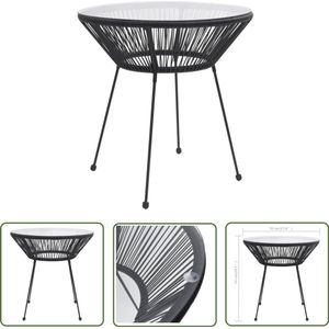 vidaXL Bistrotafel - Tuin Tafel - Tuintafel Ø70x74 cm rattan en glas zwart - Buitentafel - Ratan Tafel - Kunststof Tafel