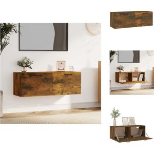 vidaXL Wandkast - Smoked Oak - 100 x 36.5 x 35 cm - Hoge kwaliteit - 2 lades - Kast