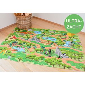 Mats & Joy - Jungle Safari Wegentapijt - 110x170cm - Ultrazacht - Anti-slip - Wasbaar - Kindertapijten.be - Speelkleed / Speelmat / Vloerkleed Kinderen / Stratentapijt / Speelmat / Autokleed / Speelgoedtapijt / Speelmatten / Groot Speelkleed Dieren