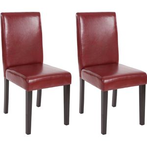 Cosmo Casa Set Van 2 Eetkamerstoelen - Keukenstoelen - Kunstleer - Rood/Bruin - Donkere Poten