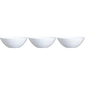 3x Salade schalen/slakommen van wit glas 27 cm - Schalen en kommen - Keuken accessoires