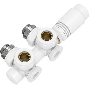 EMKE Radiatorkraan met Thermostaat - 2 in 1 Haaks/Recht Universeel - Midden Aansluitset 1/2"" - 3/4"" 15mm