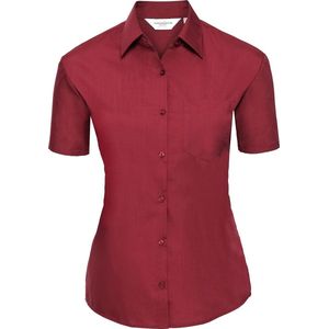 Russell Collectie Dames/Dames Korte Mouwen Poly-Katoen Easy Care Poplin Shirt (Klassiek rood)