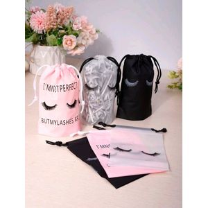 Wimpers - Geschenk - 6 Tasjes - Wink - Baby Roze - Zwart - Wit - Design - Cadeau - Tasjes
