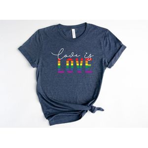 Lykke LGBTQ Unisex T-Shirt| Love is Love T-shirt| Pride | Rainbow | Heather Midnigt Navy | Maat XL