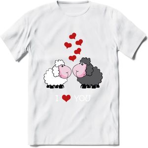 I Love You - Valentijn T-Shirt | Grappig Valentijnsdag Cadeautje voor Hem en Haar | Dames - Heren - Unisex | Kleding Cadeau | - Wit - S