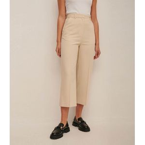 NA-KD Cropped Suit Pants Dames - Chino - Pantalon - Beige - Maat 36