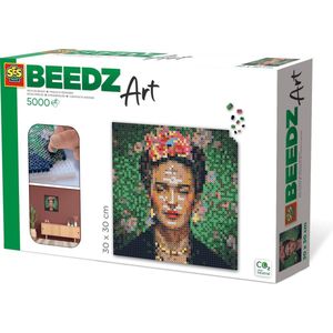 SES Beedz Art - Frida Kahlo - 5000 strijkkralen - kunstwerk van strijkkralen - complete set met grondplaten en strijkvel