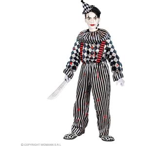 Widmann - Monster & Griezel Kostuum - Op Zoek Naar Bloed Enge Clown Kind Kostuum - Zwart / Wit - Maat 140 - Halloween - Verkleedkleding
