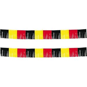 Set van 2x stuks Duitsland/Belgie versiering franje slingers 10 meter - rood-geel-zwart - Feestartikelen/versiering