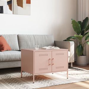 vidaXL Salontafel - Staal - Roze - 68x50x50,5 cm Salontafel - Industrieel Design - Roestvrijstalen Salontafel - Industriele Decoratie - Stoere Salontafel
