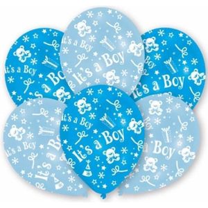 24x stuks Blauwe geboorte ballonnen jongen 27.5 cm - Feestartikelen/versiering