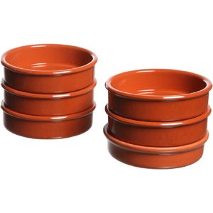 6x Luxe creme brulee schaaltjes terracotta 11,5 cm - Hapjes schaaltjes - Tapas schaaltjes