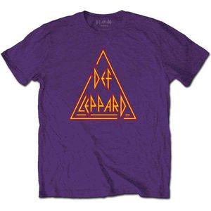 Def Leppard - Classic Triangle Logo Heren T-shirt - M - Paars