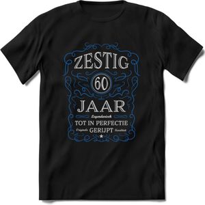 60 Jaar Legendarisch Gerijpt T-Shirt | Blauw - Grijs | Grappig Verjaardag en Feest Cadeau Shirt | Dames - Heren - Unisex | Tshirt Kleding Kado | - Zwart - L