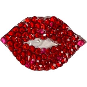 Mond Rode Lippen Strass Strijk Embleem Patch 3.5 cm / 2.2 cm / Rood