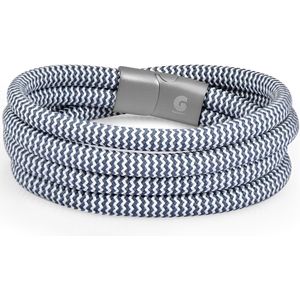 Wikkelarmband Touw met Magnetische Sluiting Galeara NOA Double Surfer 21.5cm Heren en Dames wit - blauw
